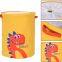 canvas foldable toys round storage basket yellow cartoon dinosaur kids laundry hamper basket with cover