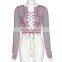 2020 Wholesale Fall Blouse Sexy Corset New Arrival Fashion Long Sleeve Womens Ribbed Tops