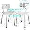 HDPE old people backrest detachable commode bathroom shower toilet seat shower hospital bath chair with suction leg
