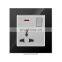 Fashion new design golden red black frame glass panel 3-pin IF with/without neon light electrical wall switch socket panel