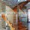 Floating Zigzag staircase in white painted Birch hardwood with Glass