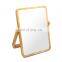 New design small luxury bamboo wood Desktop makeup mirror frame for makeup