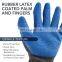 10 Gauge Cotton Shell Grip Textured Latex Palm Gloves Crinkle Rubber Work Gloves Latex Coated Safety Working Gloves