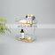Two Tier Bathroom Storage Shelf Shower Caddy with Suction Cup Steel Wooden Shelves Corner Wall Mounted Rack