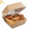 Custom disposable recyclable hamburger box packaging paper chips hamburger packing box Kraft Paper Burger Hamburger Box