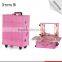 New Hot Sell Professional Rolling Wheeled Trolley makeup case High Quality PVC Makeup Cases with Carry Bar