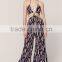 Sexy Open Back Long Wide Legs Printed Jumpsuits for Women 2015