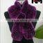 Fashion dyed 100% knitted real rex rabbit fur scarf for women
