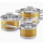 High quality aluminum Yellow cookware non-stick ceramic pots Stainless Steel handle sauce pots