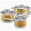 Mejores Ventas de Calidad Amarillo de aluminio olla de ceramica de utensilios de cocina de acero inoxidable mango