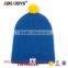 acrylic cuff striped beanie knitted hat with a ball