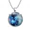 DIY jewelry Round Glass Necklace Earth in the Universe Glowing in The Dark Jnecklace