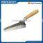 20cm Gauging trowel with wooden handle, metal end cap, carbon steel blade