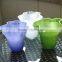 wide mouth scallope rim bouquet two layer green glass vase