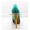double platform shiny green peep toe shoes