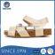 2016 Fashionable Golden Leather Girls Sandals With Cork Sole