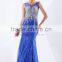 Fashion dress applique evening dress raw silk evening dress