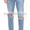 Frayed holes and fading lend a well-loved look to boyfriend jeans(LOTW024)