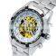 2017 Trending Mens Skeleton Hollow Stainless Steel Self Winding Mechanical Wrist Watches