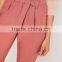 pleated waist tie belt cigarette trousers women pink elegant trousers