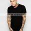 High Quality Custom Short Sleeve Crew Neck Black Men's 94% Cotton 6% Elastane Stretch Casual Skinny Fit Blank Design T-Shirt