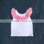 WY-825 Ruffle Collar Top Pearl T Shirt Kids Infant Tank Girls Ruffle Neck Tops Baby Clothes