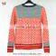 Red Gray Color White Spot Blended Wool Round Neck Knitted Sweater