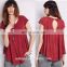 Short sleeve cotton jersey plain color ladie back cutout tops,high quality babydoll shirt