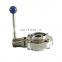 Trade Assurance SS304 hygienic 3A/SMS/DIN Butt welded butterfly valve with handle for brewery