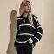 Autumn and winter new round neck loose striped pullover knitted sweater
