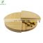100% Bamboo Pizza Cheese Cutting Board Rotatable with Slid Drawer and 3pcs Knife Set Rotating Serving Display Board