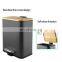 Unique design soft close thin bamboo pedal trash bin  6L office foot waste can pedal bin