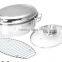 stainless steel covered oval roaster w/rack and non-stick coated inside
