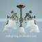 Vintage Glass Lamp Wrought iron Chandelier Antique Ceiling Pendant Light Hanging Fixture