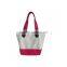  Promotional Customized Recyclable white Natural Cotton Bags ECO Tote Canvas Bag with red handle