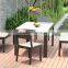 outdoor furniture dining set in plastic material includes four chairs and tables