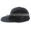 Black canvas leather patch strapback hat wholesale 5 panel cap