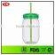 Bpa free acrylic mason jar with lid and straw for beverage