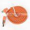 1m Colorful USB Noodle Micro USB Sync Data Charger Cable for Samsung Galaxy S2 S3 S4 nylon braided usb cable Orange