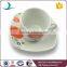 Ceramic material white dinner plates set with poppy printing