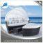 Rattan Round Daybed Lounger with Table and Ottoman, Garden Patio Daybed Sofa with Canopy