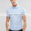 Guangzhou High Quality Custom Short Sleeve Spread collar Mens 100% Cotton Slim Fit Casual Blue Small Plaids Fashion Shirts