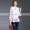 Maxnegio Lotus leaf sleeves top tee white lace t-shirts blouse neck patterns