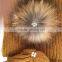 Myfur Factory Wholesale Wool Rib Knit Scarf with Raccoon Fur Pompoms