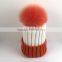 Myfur Ribbed Knitted Hat Adult Size Beanie With Fox Body Fur Pom Poms