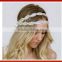 Bride Gold Crystal Beads Hair Band Elastic Headband Headmade Crystal Glass Beads Hair Band Girl Bridal Pearls Beads