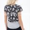 False Two-Pieces Floral Printing Short-Slevees T Shirt for Girls