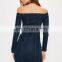 Blue Bardot Long Sleeve Denim Dress With Zip Through Front