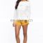 china OEM women clothes sexy white off the shoulder split sides cozy knit sweater