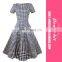 European Style High Quality Fashion Casual Tartan Short Sleeve Girl Dress